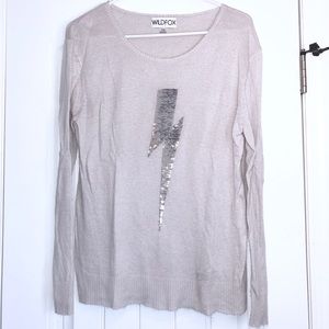 WILDFOX Cashmere Sequin Lightning Bolt Sweater